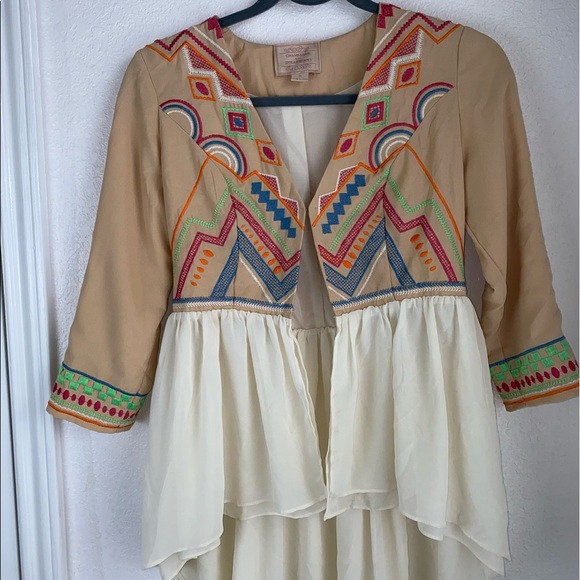 Champagne & Strawberry EMBROIDERED RUFFLE JACKET - Picture 4 of 16